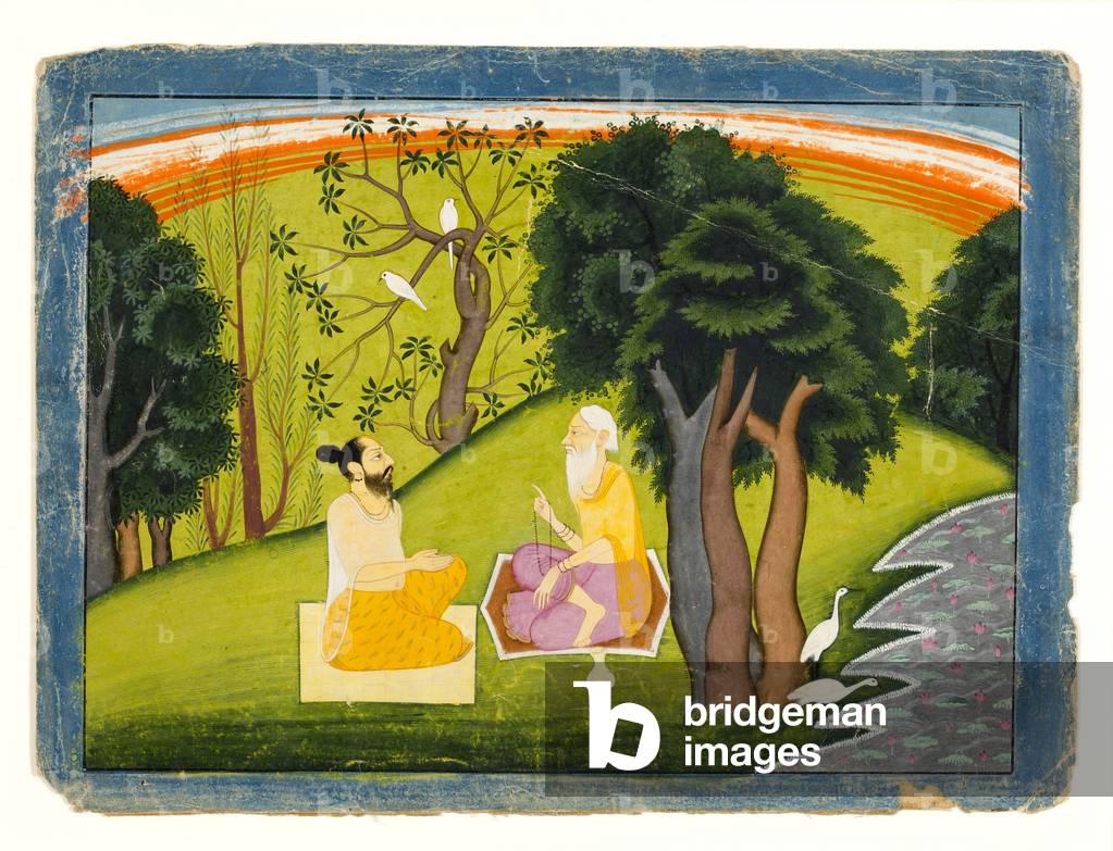 Two sages in discussion in a landscape c.1785 by Indian Artist