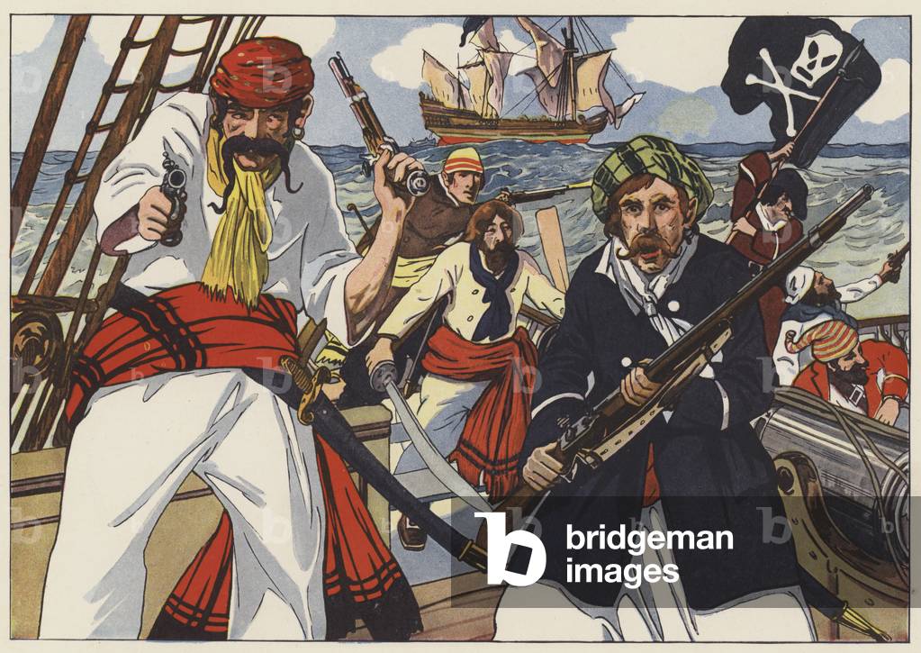 Bartholemy und seine Männer waren alle bereit für ihre heiße und blutige Arbeit (Farblitho)