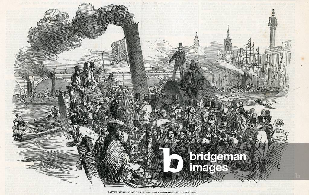Lundi de Pâques sur la Tamise - aller à Greenwich (gravure) par English School