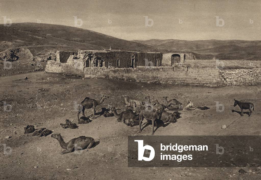 Khan, Scene of the Parable of the Good Samaritan (b/w photo)