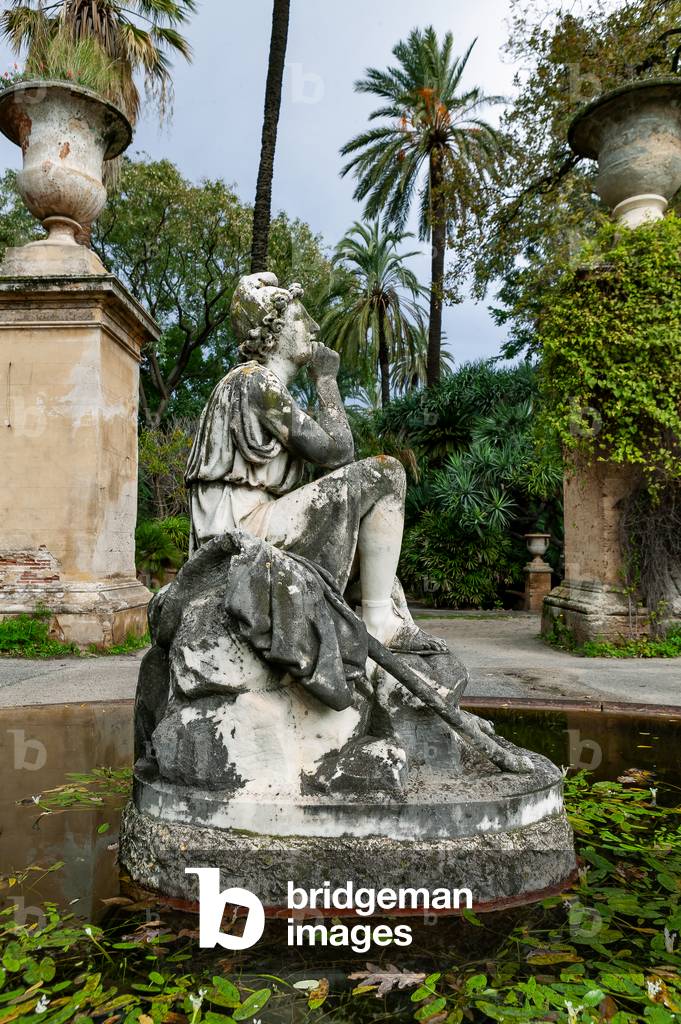 Immagine di Fotografia "Orti Botanici: una fontana con statua"