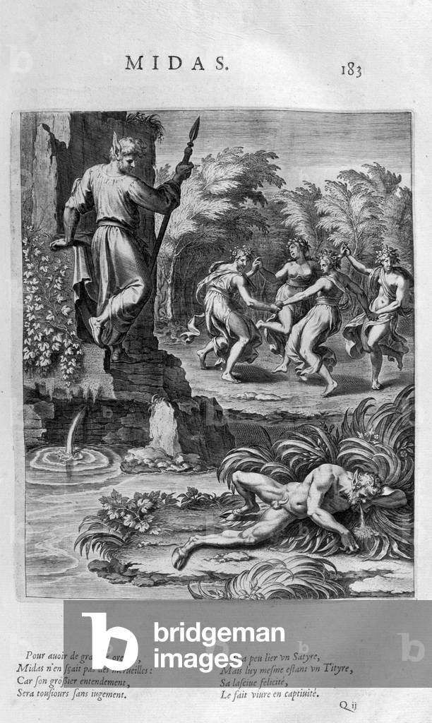 King Midas is remembered in Greek mythology for his ability to turn everything he touched into gold, 1615 (eng