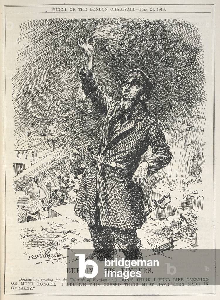 "“Verbrennt seine Finger”. Bolschewist (posiert für den Triumph der Freiheit). “Ich glaube nicht", b/w