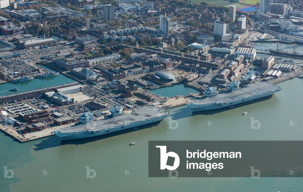 Image of The Royal Navys two largest aircraft carriers in dock. HMS