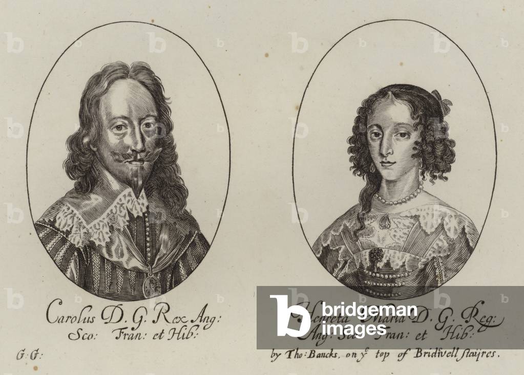 "Re Carlo I e la regina Henrietta Maria (incisione)" 1801 di George Glover