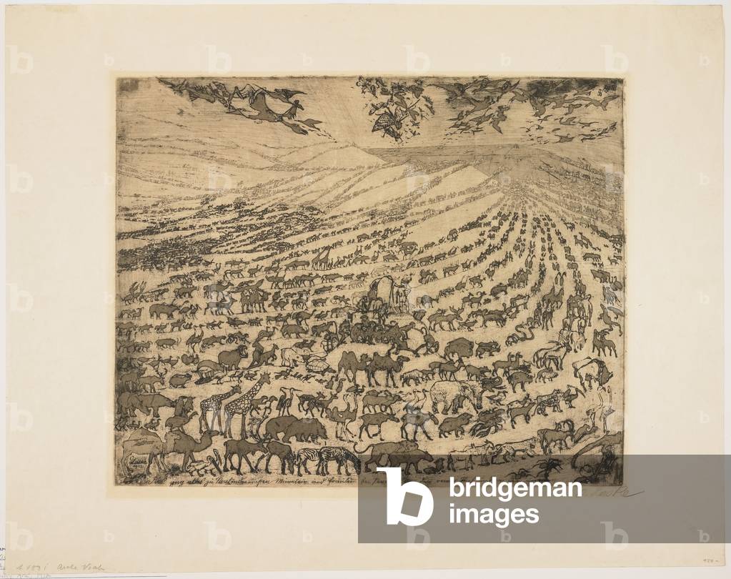 Image of Engraving depicting Noah's Ark, 1912 by Oskar Laske, b/w