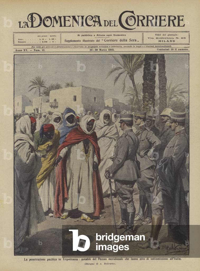 Peaceful penetration in Tripolitania by Achille Beltrame, b/w