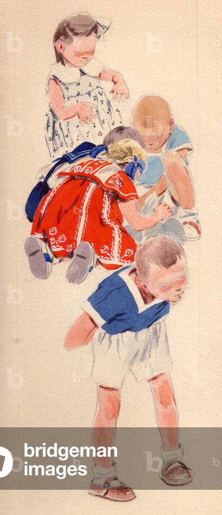 Bild von Gemälde "Illustration aus 'Alyonka' von Ludmila Zubkova" 1957 von Marina Uspenskaya