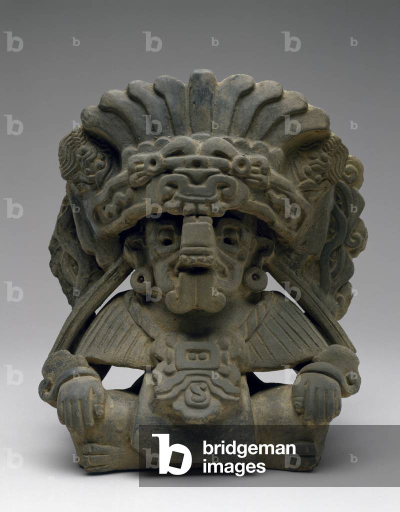 Urna con un antenato seduto, 600-900 d.C. (terracotta con scivolo)