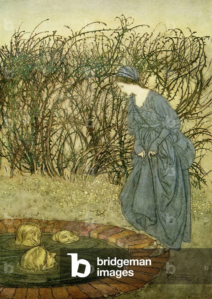 "i tre teste di il pozzo" di Arthur Rackham