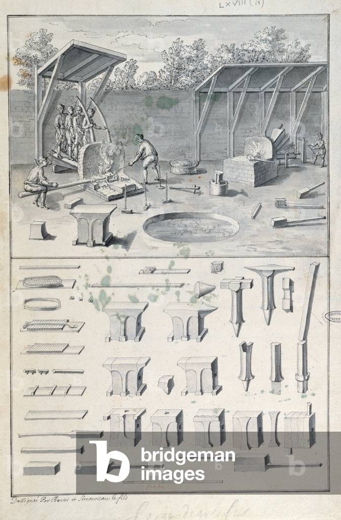 Bild von Druck "Eisenschmiede", 18. Jahrhundert von French School