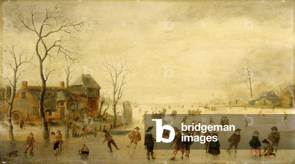 Immagine di Dipinto "Paesaggio invernale con pattinatori" 1625 di Antoni Verstralen (van Stralen)