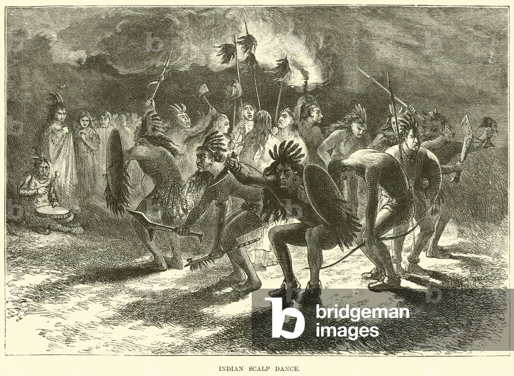 "Indian Scalp Dance (Gravur)" von English School, b/w