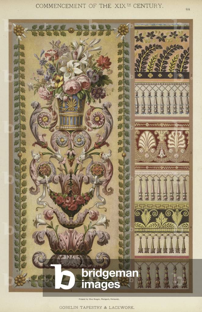 Inizio del XIX secolo, Arazzo e Pizzo Gobelin (colore lito)