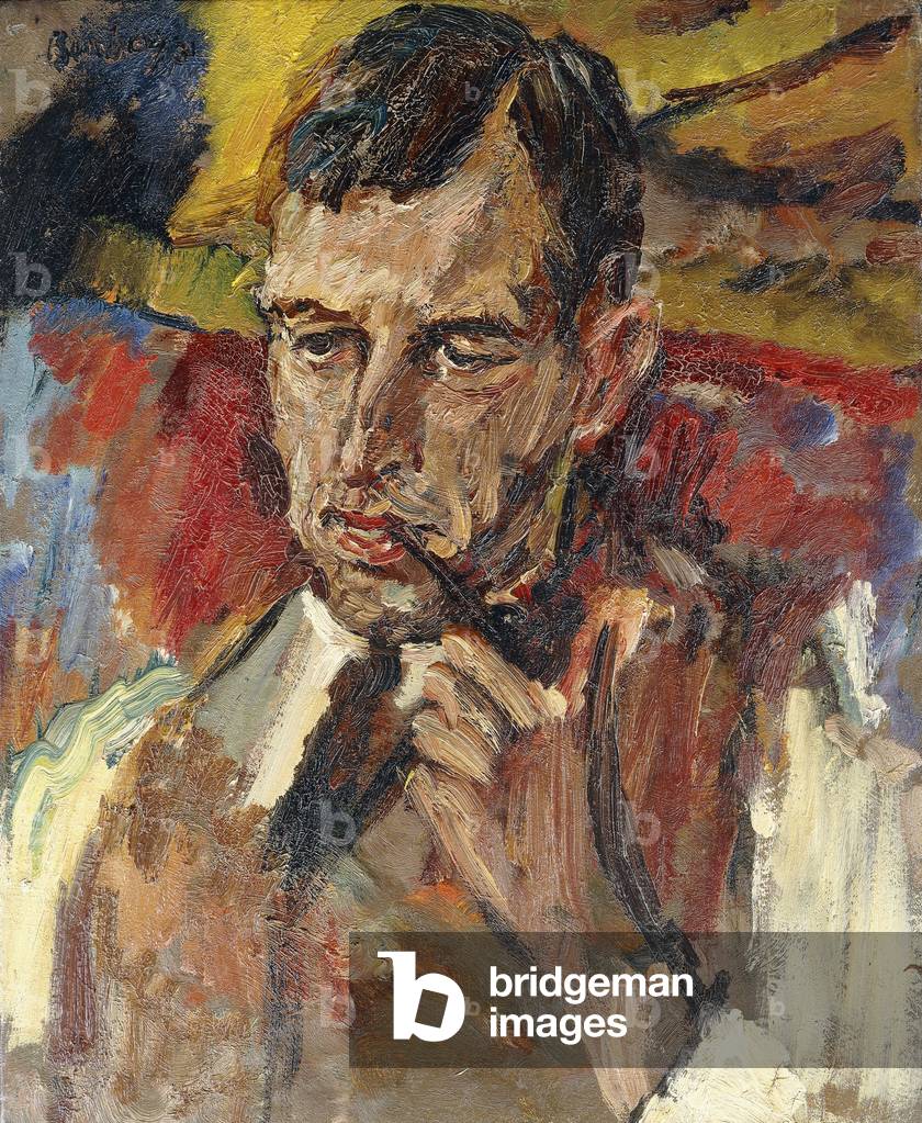 Portrait of Austen St. Barbe Harrison, Seated Smoking a Pipe, 1931 (oil on canvas)