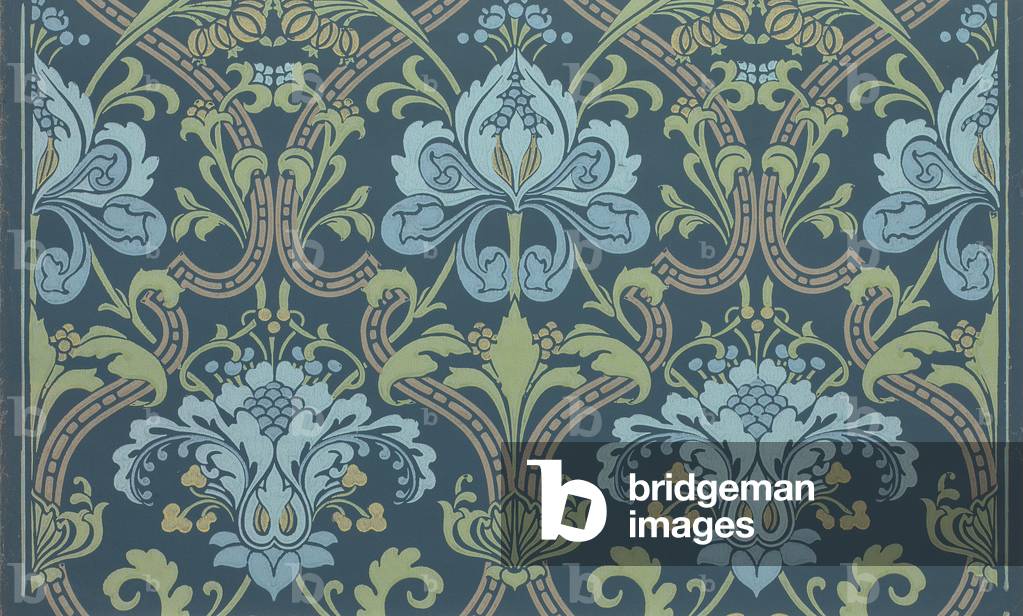 Wallpaper Sample, 1880-1910 (block-printed paper)