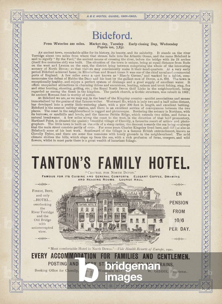 Image of Print depicting Page from the ABC Hotel Guide for Travellers and Tourists 1901 by English Artist