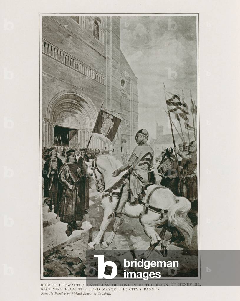 Robert Fitzwalter, Castellano di Londra durante il regno di Enrico III, ricevendo dal Lord Mayor lo Stendardo 