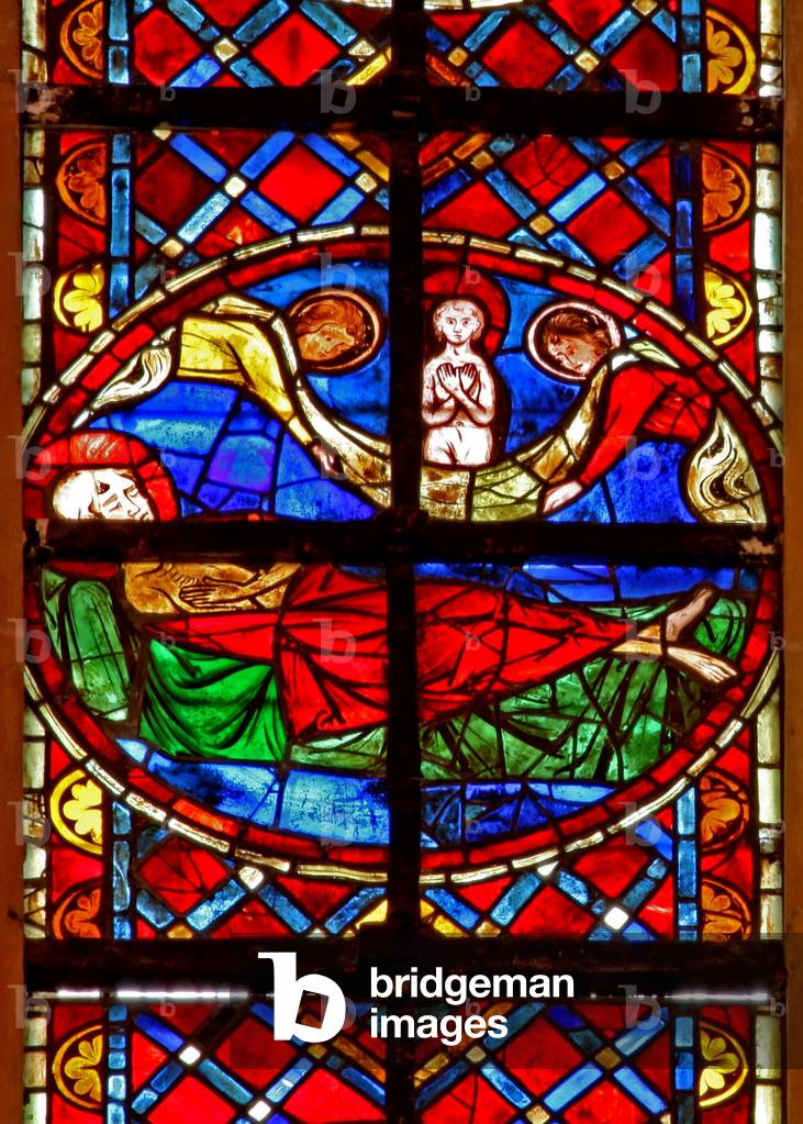 Window w211 depicting St Vincent's soul carried by angels (stained glass) by French Artist