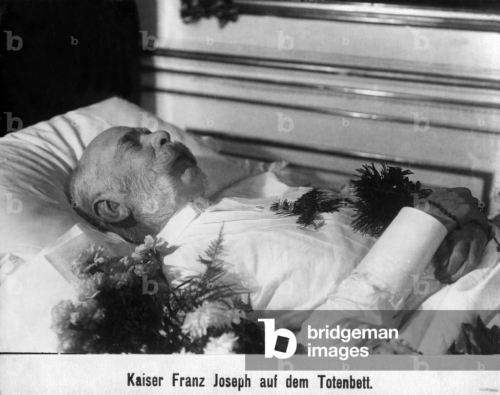 Franz Joseph I after his death, 1916 (b/w photo)