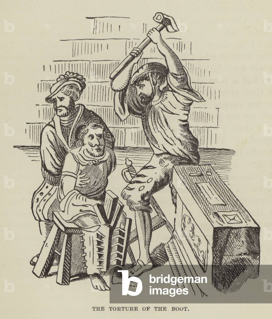 Chronicles of Newgate: The Torture of the Boot (engraving) by English Artist