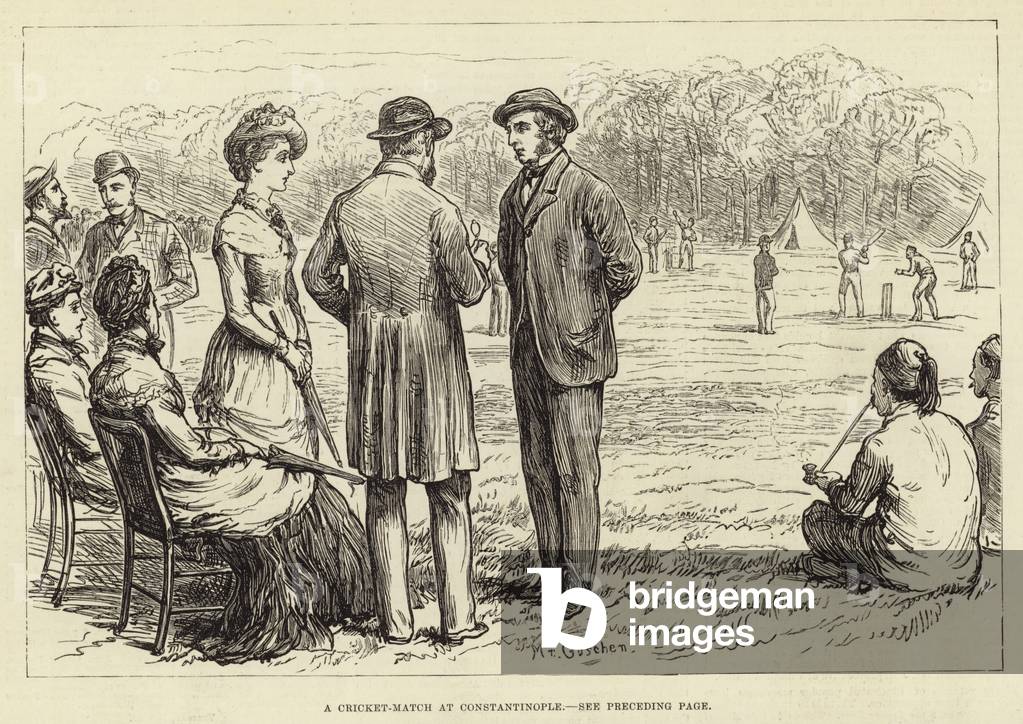 Una partita di cricket a Costantinopoli (incisione)