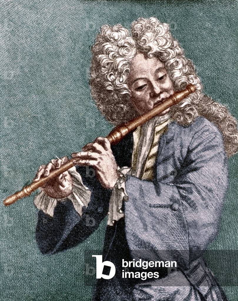 Image of Jacques Hotteterre, 'le Romain', 1674-1762. Flute player to ...