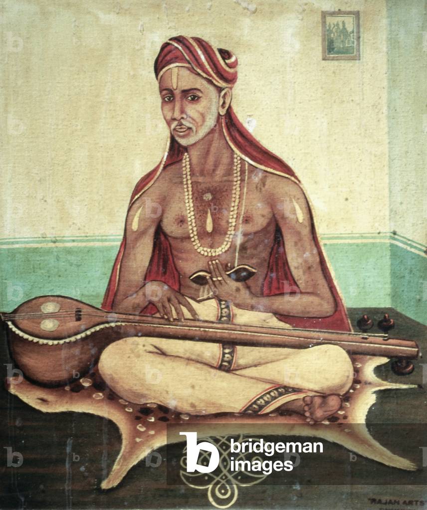 Image of Painting depicting Saint Thyagaraja Artist Unknown St. Thyagaraja House at Tiruvaiyaru by Indian Arti