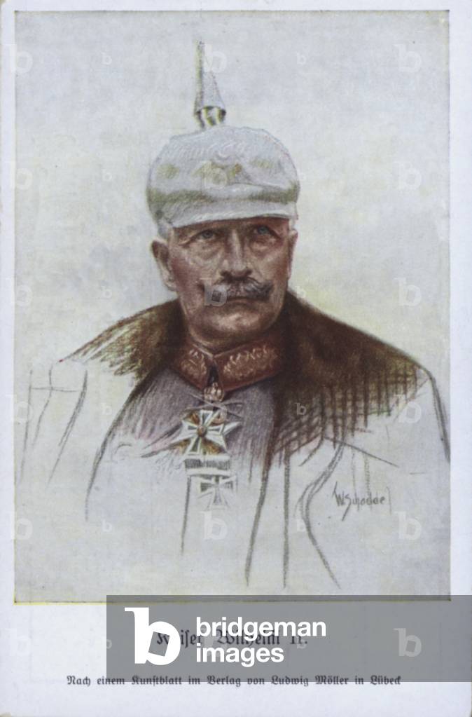 "Kaiser Guglielmo II di Germania in uniforme militare (colore litico)" di German School