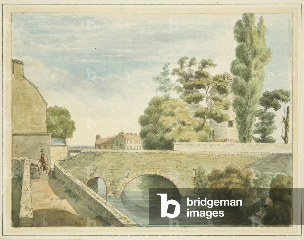 Stokes Mill Bridge, 1823 (w/c sur crayon sur papier)