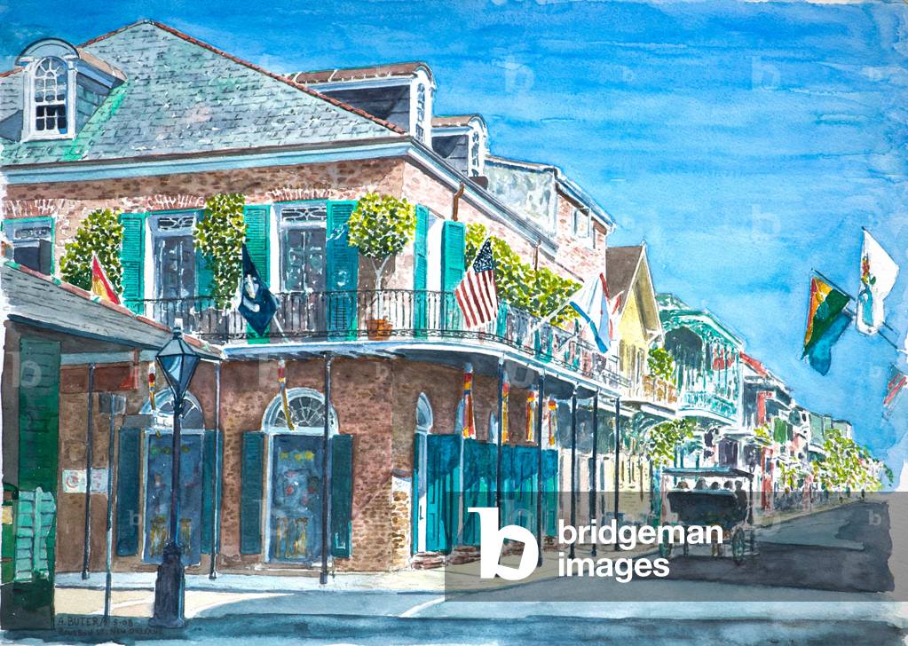 New Orleans, Bourbon St., 2008 (w/c on paper)