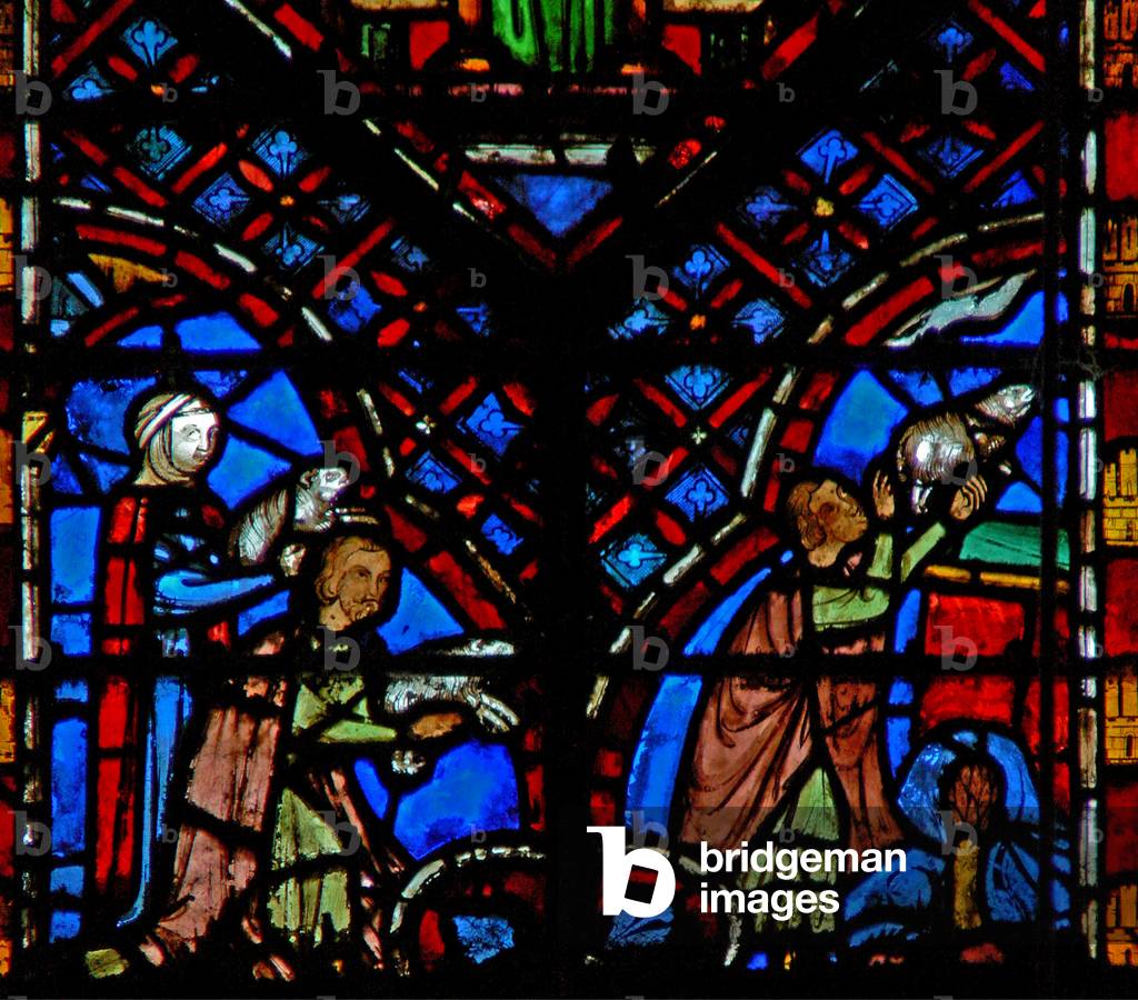 Window w2  Peace offerings Lev III 1 and Lev VII 2 (stained glass) 1246-48 by French Artist