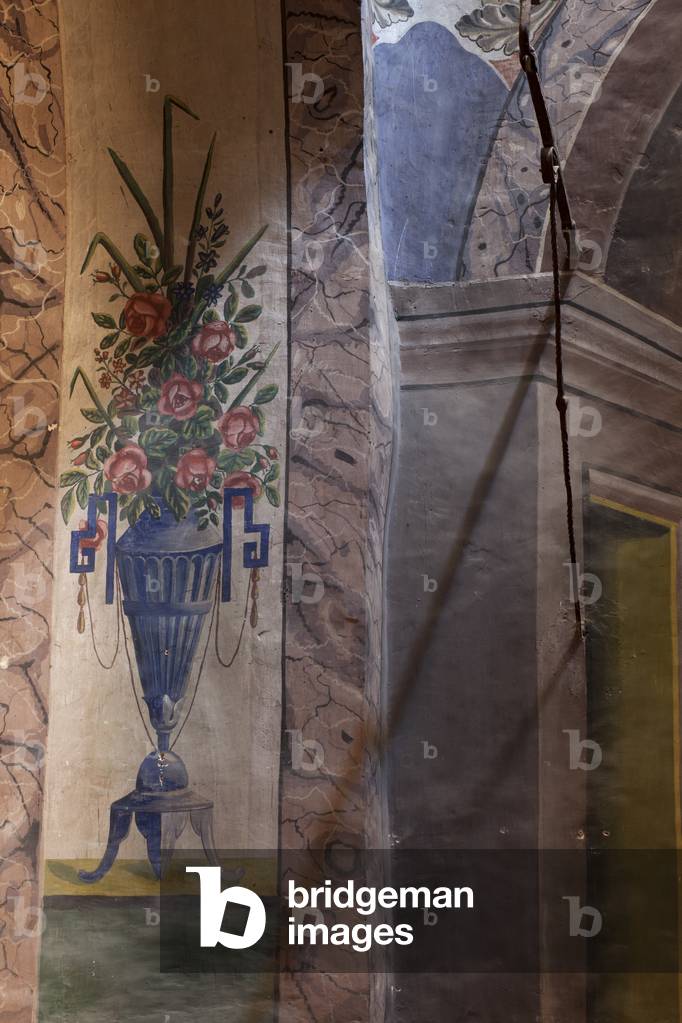 Church Saint Lawrence (Església Sant Llorenç). Interior. Chapel north east. Detail. Wall paintings. Baroque.