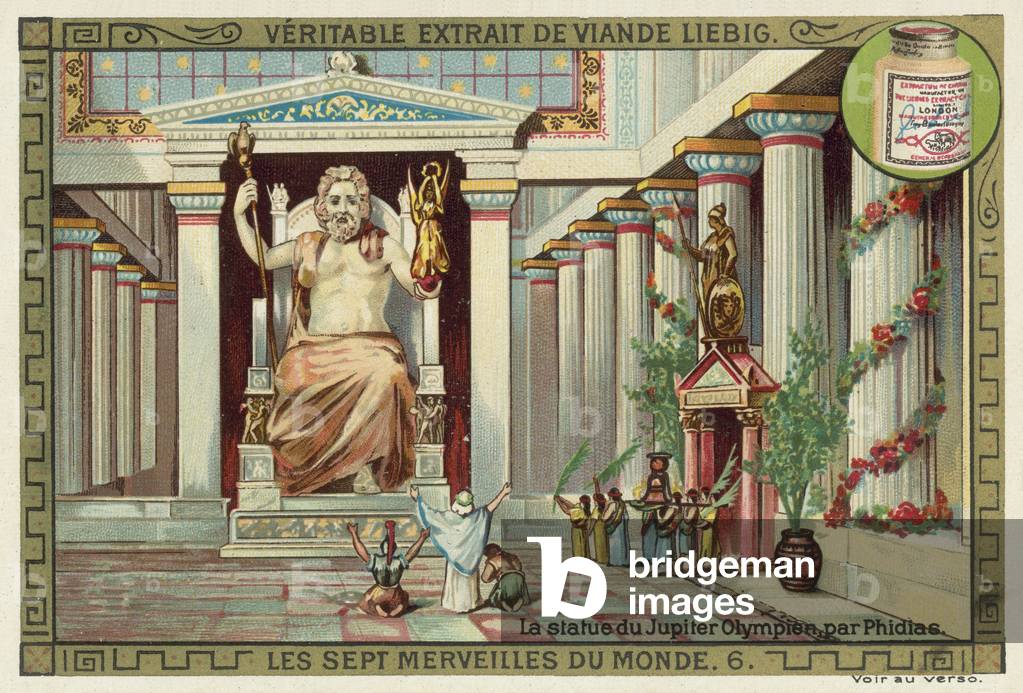 Statue of Zeus at Olympia, Greece, by Phidias (chromolitho) by European