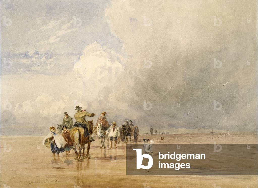 Immagine di Disegno "Crossing Lancaster Sands (senza carta)" di David Cox, b/w