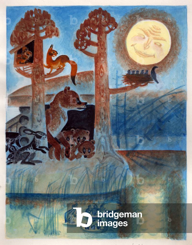 Bild von Gemälde "Illustration aus “Maschas Märchen” von Sofya Prokofieva" 1990 von Marina Uspenskaya