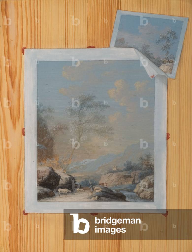 Image de Peinture représentant L'un d'une paire de trompe l'œil d'études de paysage 1700 par German School
