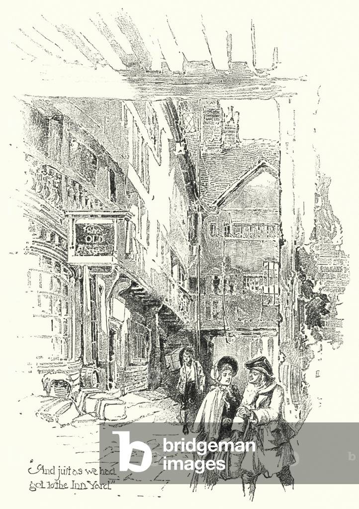 Image de Estampe représentant « Et tout comme nous étions arrivés à la cour de l'auberge » (litho) par English