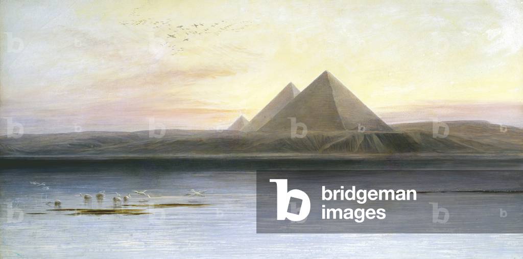 "Die Pyramiden von Gizeh. Edward Lear (1812-1888) Britischer Maler und Humorist.Öl auf Leinwand. Privatsammlun
