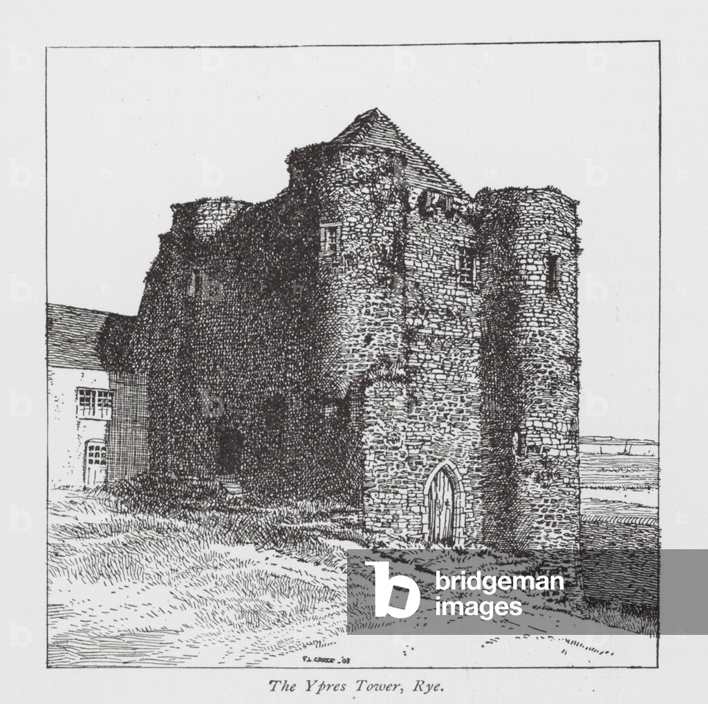 Immagine di Stampa "La Torre di Ypres" 1901 di Frederick Landseer Maur Griggs