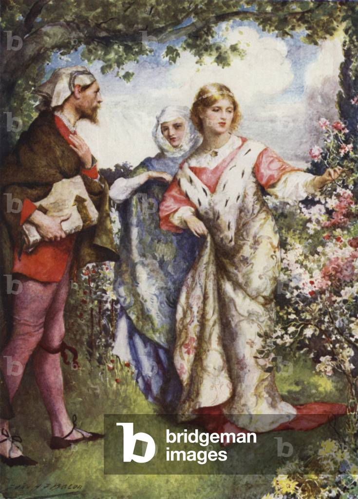 Emma and Eginhard (colour litho) by John Henry Frederick Bacon