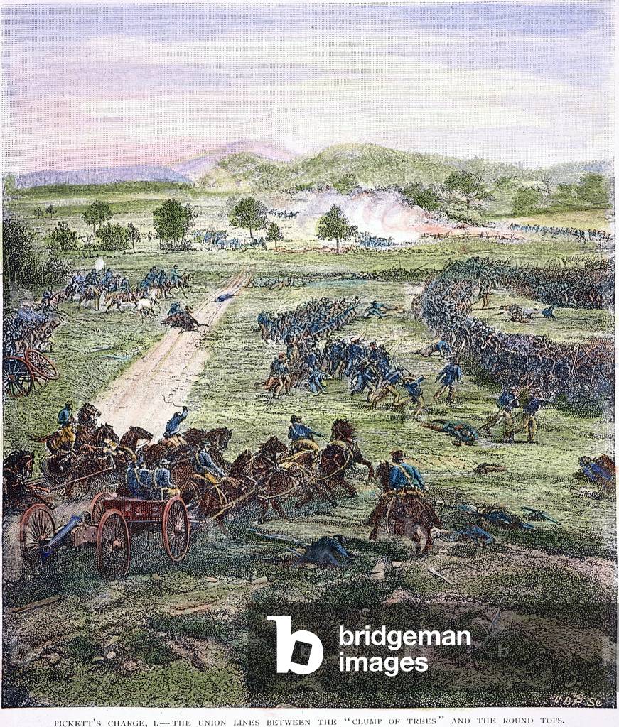 Image of PICKETT'S CHARGE, 1863 The Union Army artillery (foreground