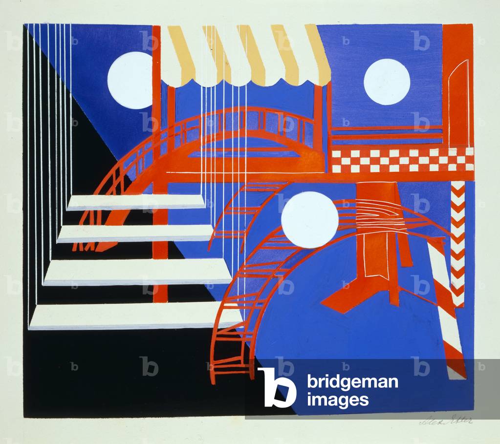 Experimental Set Design, illustrazione da 'Maquettes de Theatre' di Alexandra Exter, pubblicato anni '20 (lito