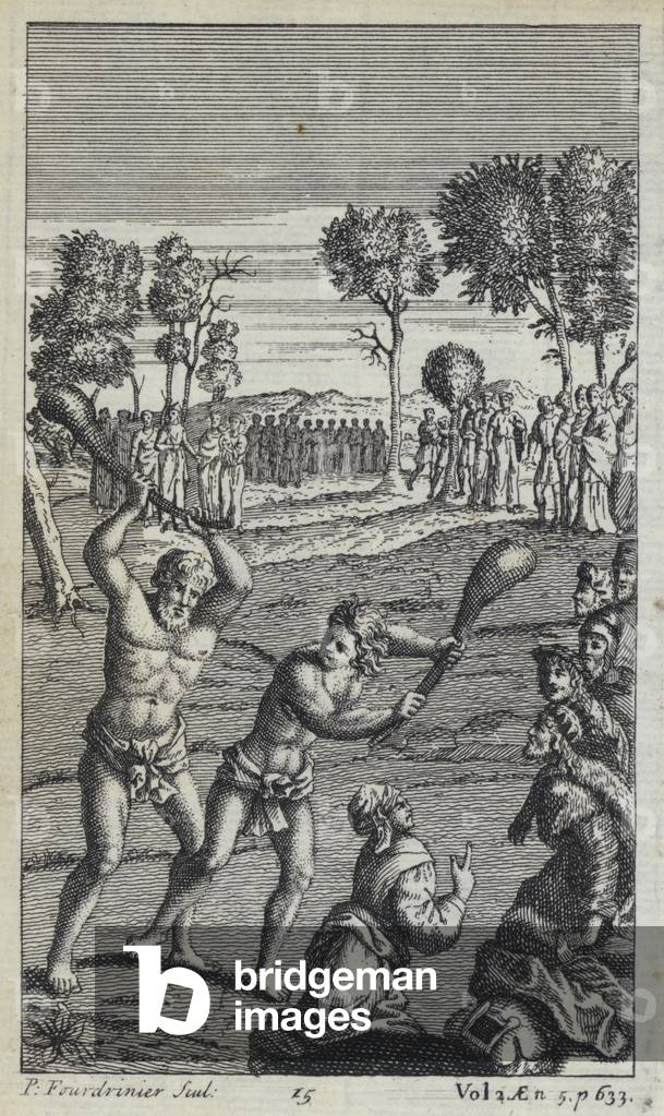 "Illustrazione per la traduzione di John Dryden dell'Eneide di Virgilio (incisione)" di European School, b/w