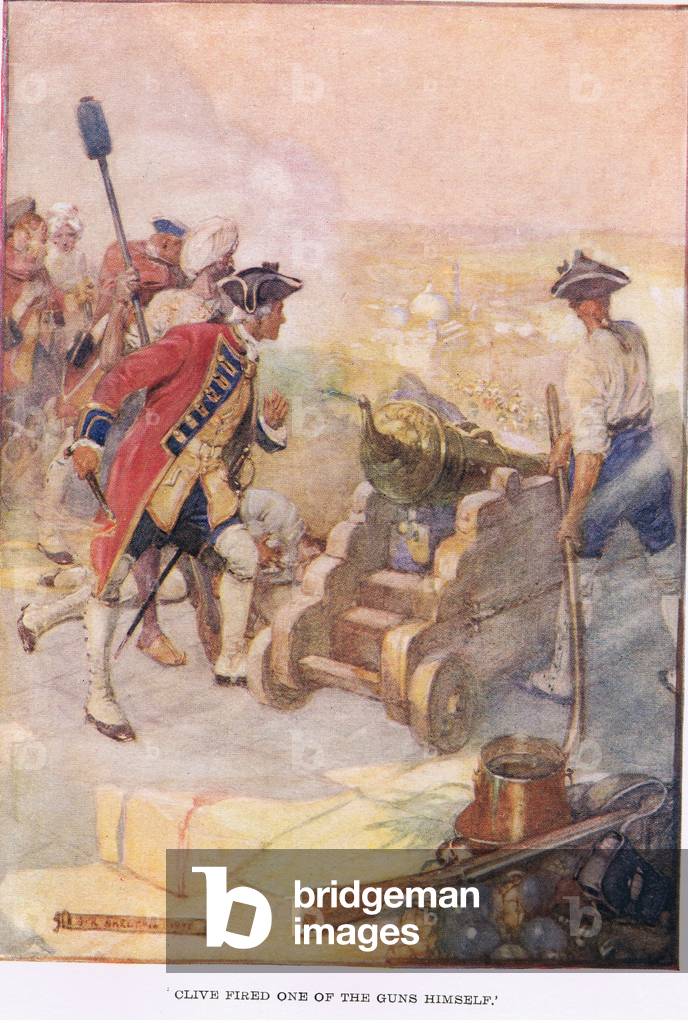 "Clive ha sparato uno dei cannoni lui stesso (colore lito)" di Joseph Ratcliffe Skelton