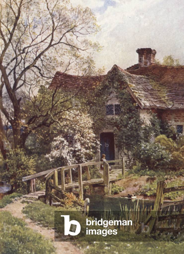 Image de Estampe représentant Un ancien cottage près d'Ockley (lithographie en couleur) 1901 par Harold Sutton