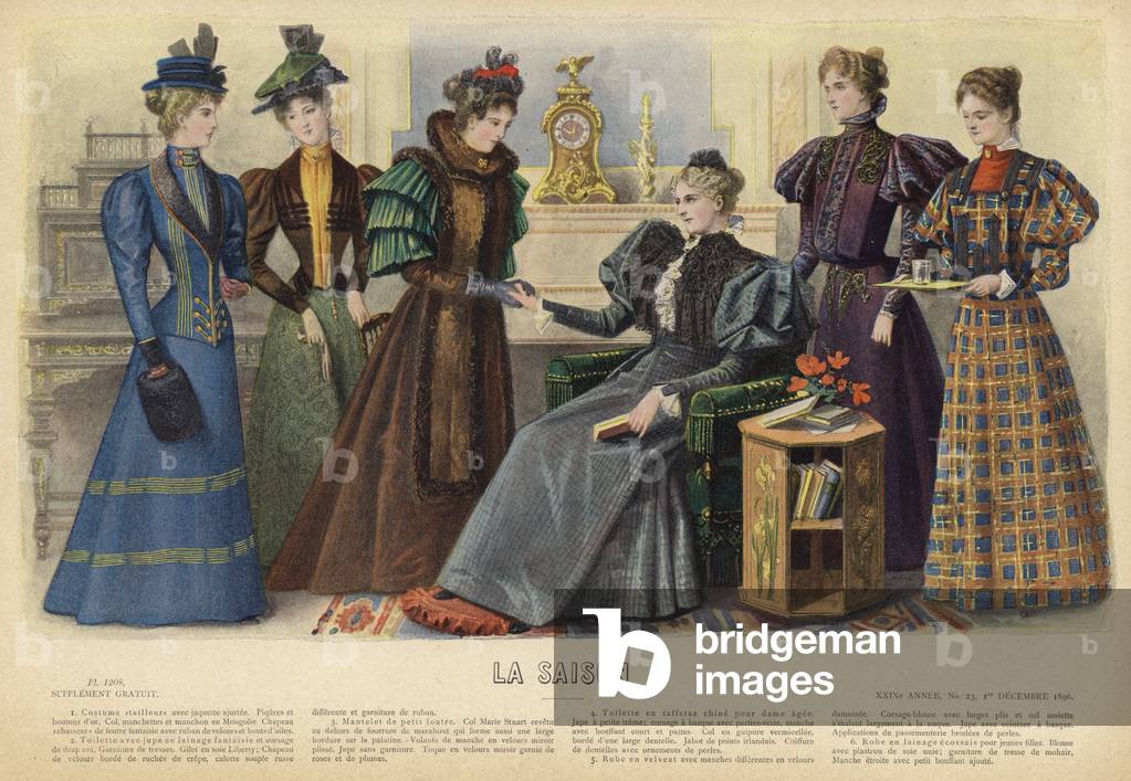 Image of Engraving depicting La Saison fashions (coloured engraving) 1801 by French Artist