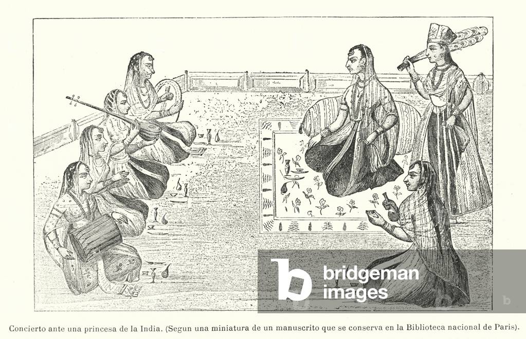 Musicisti che si esibiscono prima di una principessa indiana (lito)