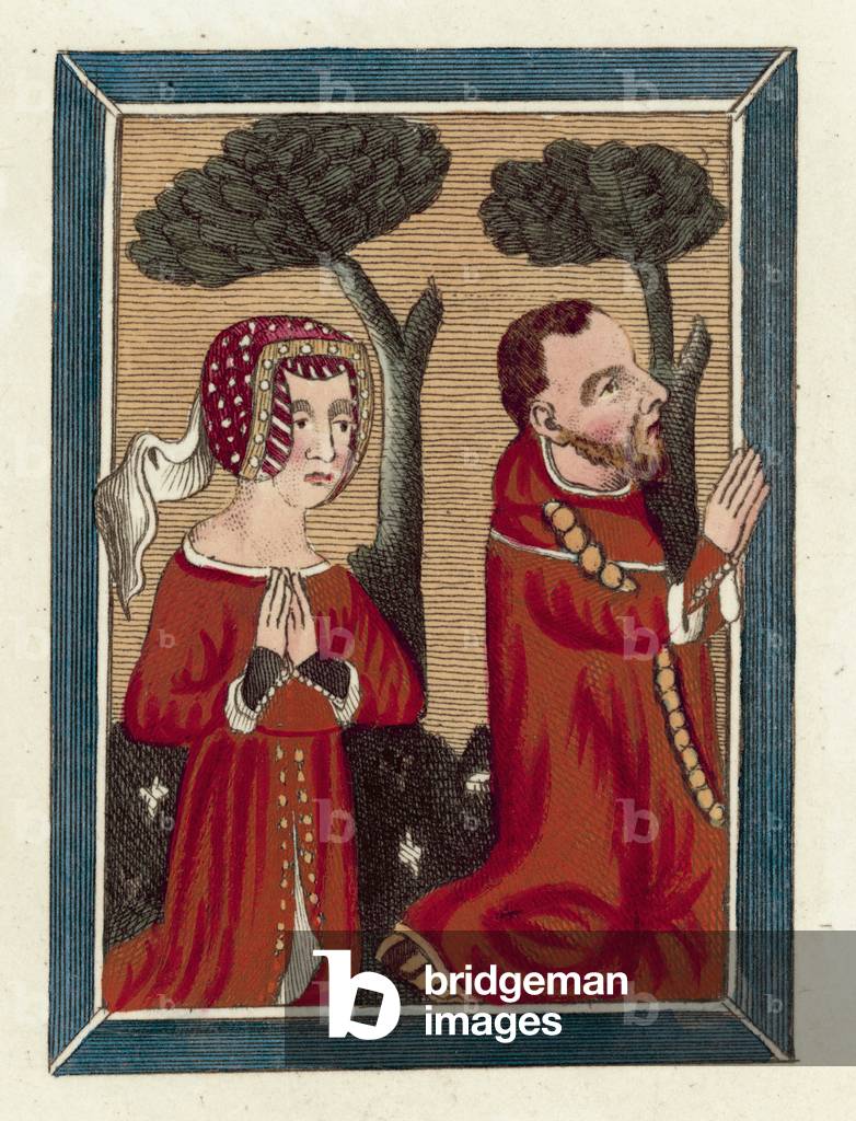 Thomas Beauchamp, comte de Warwick, et Margaret sa femme (gravure colorée)