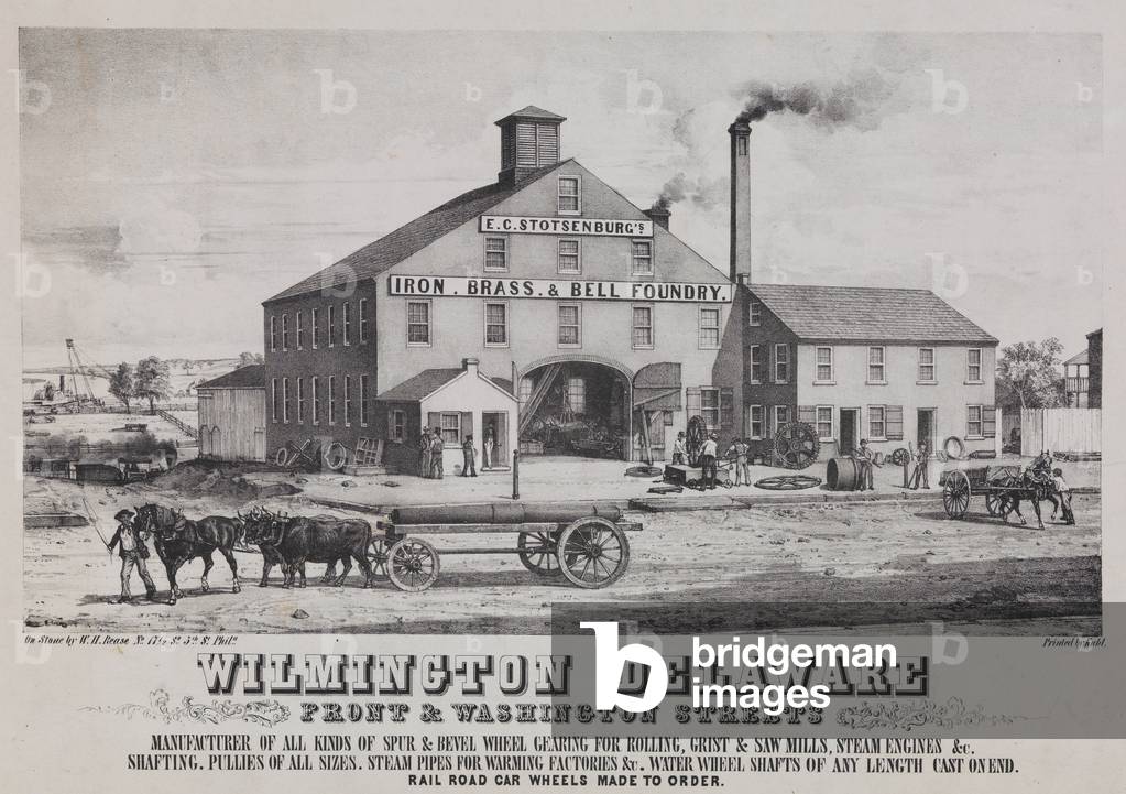 Advertisement for 'E.C. Stotsenburg's Iron, Brass & Bell Foundry', c.1850 (litho)